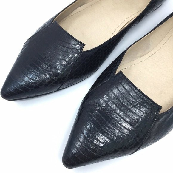 Callisto Cali Black Croc Emboss Pointed Toe Loafer - Picture 2 of 8